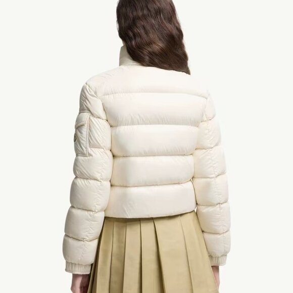 Moncler White Short Stand Collar Down Jacket, Women's Size S. - Picture 3 of 3